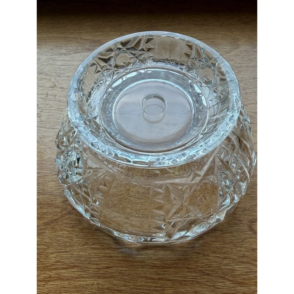 Vintage Indiana Glass Stars & Bars Clear Fairy Lamp Candle Holder MCM 6.5